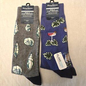 TOMMY BAHAMA Men’s Socks. Lot of 2 Pairs. Shells/Tropical Drinks. * NWT *
